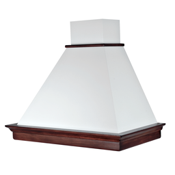 [S-ART896957] Cappa aspirante MARY in acciaio inox bianca e cornice in legno colore tabacco cm 60
