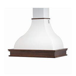 [S-ART894717] Cappa cucina rustica bianca CONTEA con cornice in legno intarsio colore tabacco cm 90