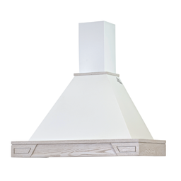 [S-ART896117] Cappa cucina rustica bianca GINEVRA con cornice in legno intarsio colore cenere cm 90