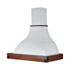 [S-ART896933] Cappa cucina rustica bianca LALLA con cornice in legno colore tabacco cm 120