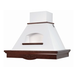 [S-ART894922] Cappa cucina rustica bianca TOSCA con cornice in legno intarsio colore tabacco cm 90