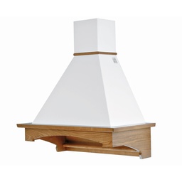 [S-ART894953] Cappa cucina rustica bianca VIENNA con cornice in legno intarsio colore noce evita cm 90