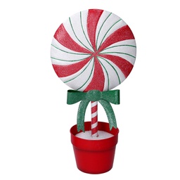 [S-V6160230000] Caramella Metallo Lecca-Lecca con Vaso Rosso 22x13x42 cm