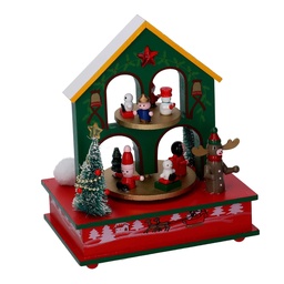 [S-V6320230000] Carillon in legno casetta verde 12x17x22 cm
