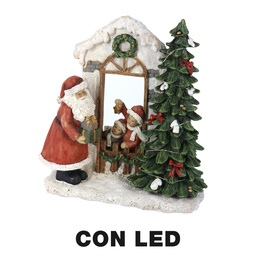 [S-V6199550000] Carillon Babbo Natale in Resina con LED Rosso 22x9,5x22,5 cm
