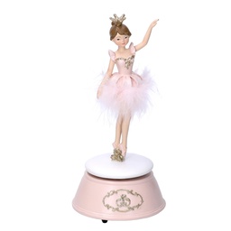 [S-V6149940000] Carillon Ballerina Rosa in Resina 10,5x10,5x22,5 cm