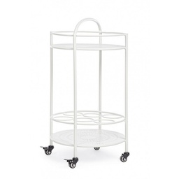 [S-B0802888] Carrello per bottiglie in acciaio Bianco con ruote autobloccanti