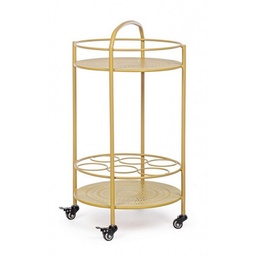 [S-B0802889] Carrello per bottiglie in acciaio Giallo Ocra con ruote autobloccanti