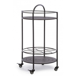 [S-B0802893] Carrello per bottiglie in acciaio Grigio Antracite - Ruote autobloccanti, 2 ripiani, dimensioni cm 45x81