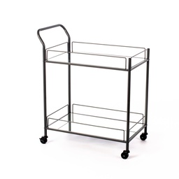 [S-CO/067/GR] Carrello portabevande elegante in metallo e vetro, finitura nera, dimensioni 40x72x83