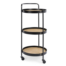 [S-B0746554] Carrello vintage con 3 ripiani Jerrod - Struttura in acciaio verniciata a polvere epossidica - Ripiani in MDF con finitura a base d'acqua - Dimensioni: 40cm x 95cm