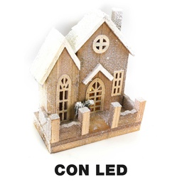 [S-V6192670000] Casetta in legno con luce LED naturale - 26x14x30 cm
