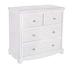 [S-B0744190] Cassettiera 4 cassetti bianco con finitura decapata - 80x40x80 cm