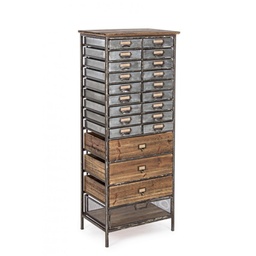 [S-B0730055] Cassettiera in acciaio e legno 129.5h cm