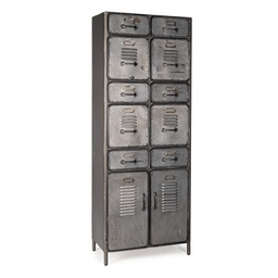 [S-B0746715] Cassettiera con 2 ante e 10 cassetti in stile industriale