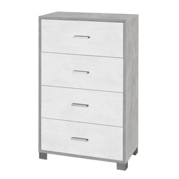 [S-O774CEOSK] Cassettiera da camera con quattro cassetti Bianco Cemento 70x41x h112 cm