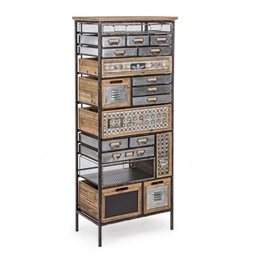 [S-B0730056] Cassettiera in acciaio diciannove cassetti Antracite OFFICINA 59x33,5x h146 cm