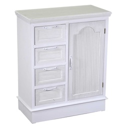 [S-V8041610000] Cassettiera in legno bianco con 1 anta + 4 cassetti - Dimensioni cm66x32h81