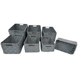 [S-V2321340000] Cassetto grigio in poliestere 1-7 con maniglie in metallo cm38x28h21