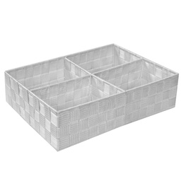 [S-V2321170000] Cassetto con 4 scomparti in poliestere bianco, dimensioni 37x27x10 cm