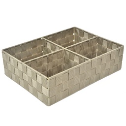 [S-V23152500CR] Cassetto Organizzatore in Poliestere Tortora con 4 Scomparti 37x27x10 cm