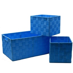 [S-V23166200TU] Cassetto rettangolare turchese in poliestere 34x22h16 cm