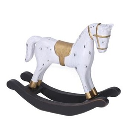 [S-V6172730000] Cavallo a Dondolo in Legno Bianco 28,5x6,5x22,5 cm