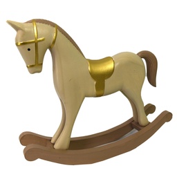 [S-V6183080000] Cavallo a Dondolo in Legno Oro Beige cm37x8h32