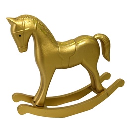 [S-V6183200000] Cavallo a Dondolo in Legno Oro 37x8x32 cm