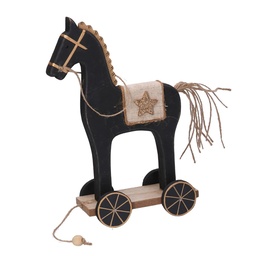 [S-V6173220000] Cavallo in Legno con Ruote Nero 12,5x8x22,5 cm