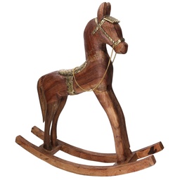 [S-V6167990000] Cavallo in Legno Rivestito in Metallo Oro 50x13x56 cm