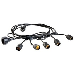 [S-SOV230/06] Cavo per esterno in termoplastico, lunghezza 5 metri, 5 portalampada E27, nero