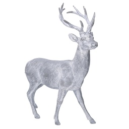 [S-V6160870000] Statuetta di cervo in resina grigia 30x12x39 cm