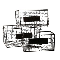 [S-V6445770000] Cesta rettangolare marrone in metallo 1-3 cm40x28h20