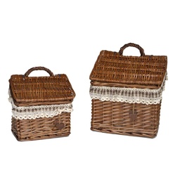 [S-V2315500000] Cesta pensile vimini 1-2 rettangolare noce cm27x19h29-22