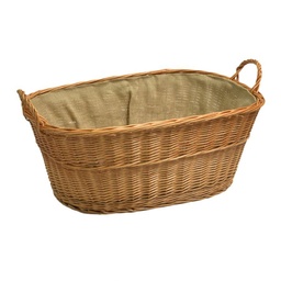 [S-V2005070200] Cesta portalegna vimini europeo 2^ misura con fodera juta ovale cm73x48h30-36