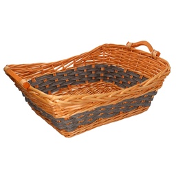 [S-V9376600000] Cesta rettangolare in vimini miele e grigio 51x38x19 cm