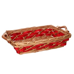 [S-V9380710000] Cesta rettangolare in vimini rosso miele cm53/58x37h13