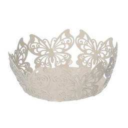 [S-V5953360000] Cestina Metallo Farfalla Crema Tondo 20x7 cm