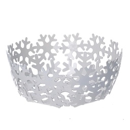 [S-V5925840000] Cestino metallo fiocco neve bianco tondo ø20h7