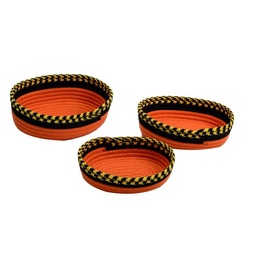 [S-V85263800AG] Cestina in Tessuto Arancione Giallo Ovale 28x23h7,5 cm