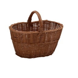 [S-V2005010000] Cesto portalegna in vimini europeo, manico basso medio, 50x34h24/37 cm