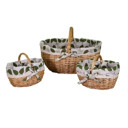 [S-V2007430000] Cesto vimini 1-2 con 2 piccoli e foderanaturale ovale cm45x34h32