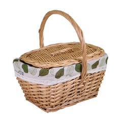 [S-V2007380000] Cesto in vimini con fodera e coperchio ovale naturale cm30x21h16-30