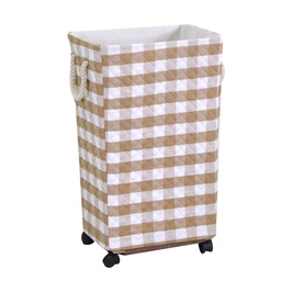 [S-V1992130000] Cestone tessuto tortora rettangolare con rotelle cm40x30h70