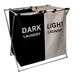 [S-V1992830000] Cestone doppio pieghevole in tessuto bianco e nero 60x39h60