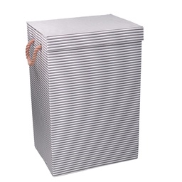 [S-V1992480000] Cestone tessuto grigio con coperchio 40x30x60 cm