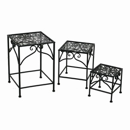 [S-V6433560000] Colonnina metallo nera 30x30x43 cm - Tavolini Jessica set 3 pezzi