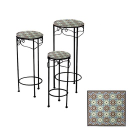 [S-V6458430000] Colonnina mosaico in metallo Messina - Decorazione maiolicata - Diametro 20cm, Altezza 48,5cm