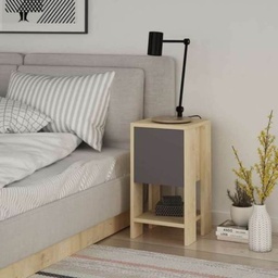 [S-FZ99467] Comodino Ema rovere e antracite anta ribalta 30x30x55h